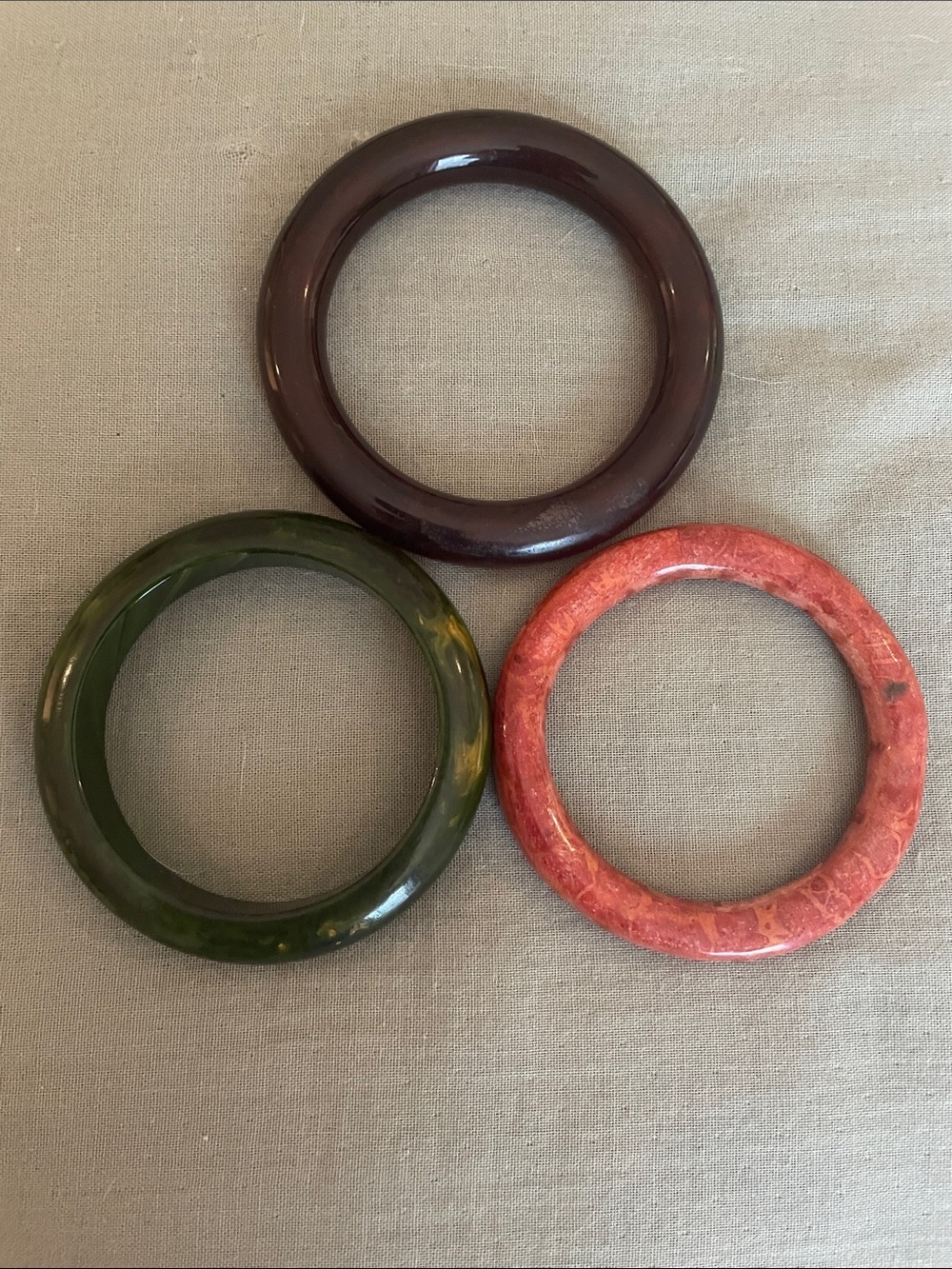3 vintage bangle bracelets. Don’t know the material
